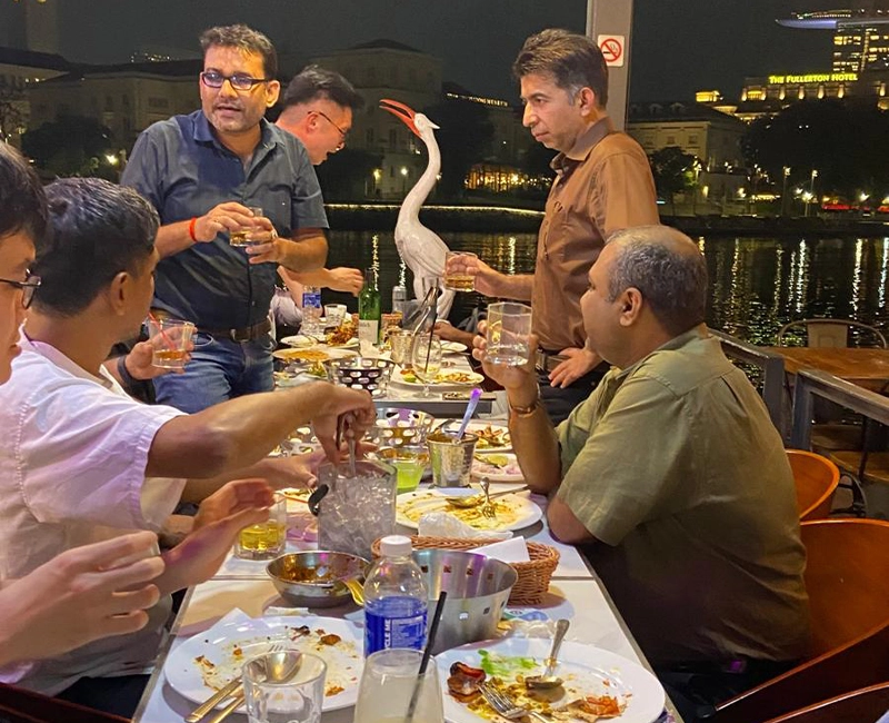 Steaming hot dishes at the kitchen pass