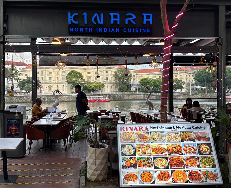 Private dining room with traditional Indian wall decor